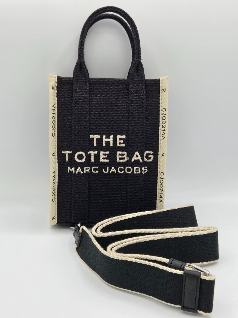 Designer Canvas Mini Tote – Black | Structured Crossbody | Like New with Tags